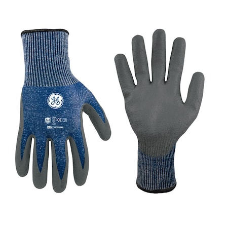 Ge Coated Gloves, Cut Level A4 , Polyurethane 1 PR GG208XLC